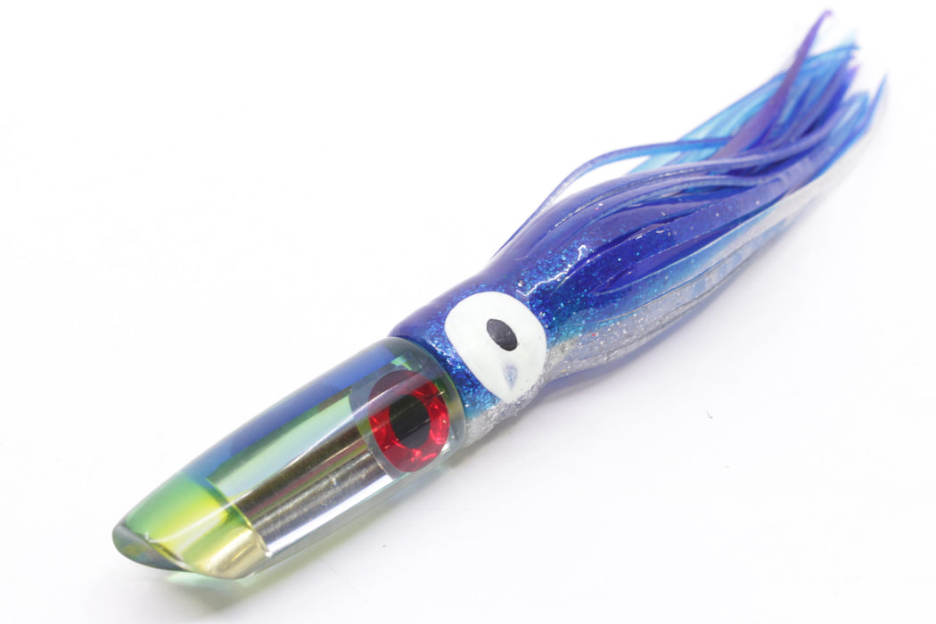 Coggin Lures Clear Mirrored Blue-Yellow Back 70's Peanut Swimmer 4.5" 1oz Skirted
