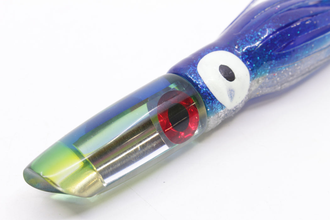 Coggin Lures Clear Mirrored Blue-Yellow Back 70's Peanut Swimmer 4.5" 1oz Skirted