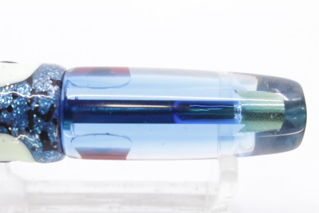 Coggin Lures Clear Mirrored Blue Back 70's Peanut Swimmer 4.5" 1oz Skirted