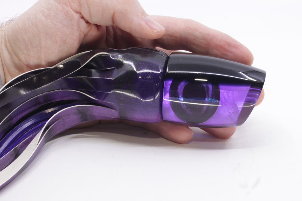 Moyes Lures Purple MOP Black Back Large J-Boy 14" 7.5oz Fire Tailz Vinyl Grape Juice