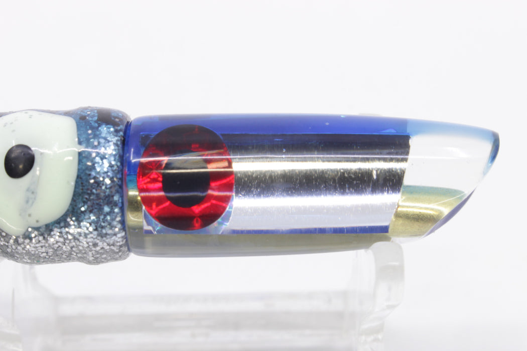 Coggin Lures Clear Mirrored Blue Back 70's Peanut Swimmer 4.5" 1oz Skirted