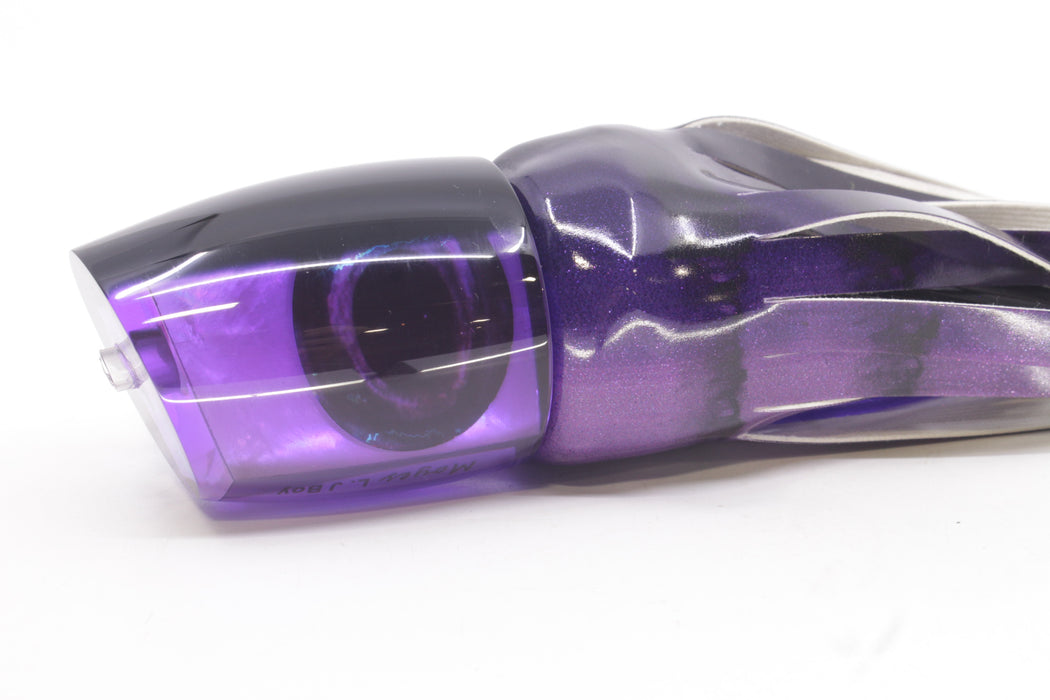 Moyes Lures Purple MOP Black Back Large J-Boy 14" 7.5oz Fire Tailz Vinyl Grape Juice