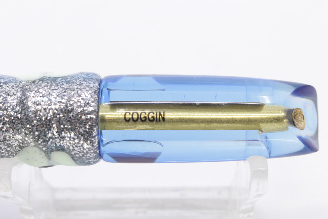 Coggin Lures Clear Mirrored Blue Back 70's Peanut Swimmer 4.5" 1oz Skirted