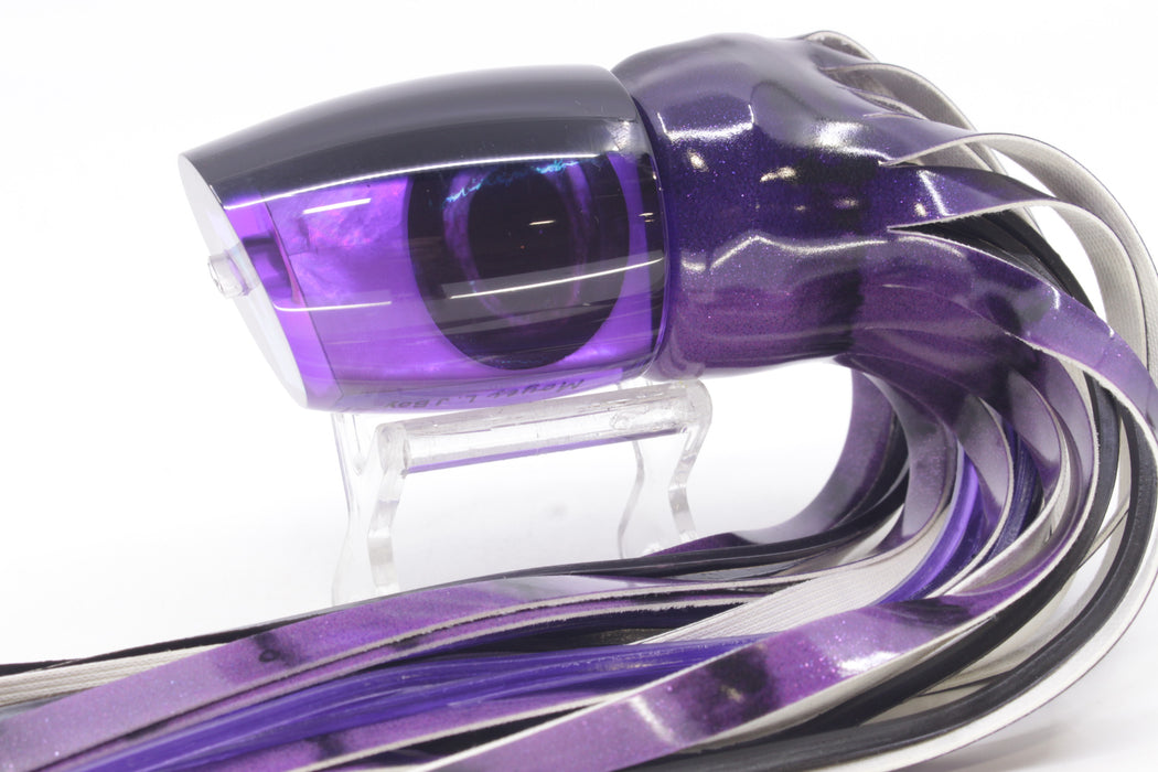 Moyes Lures Purple MOP Black Back Large J-Boy 14" 7.5oz Fire Tailz Vinyl Grape Juice