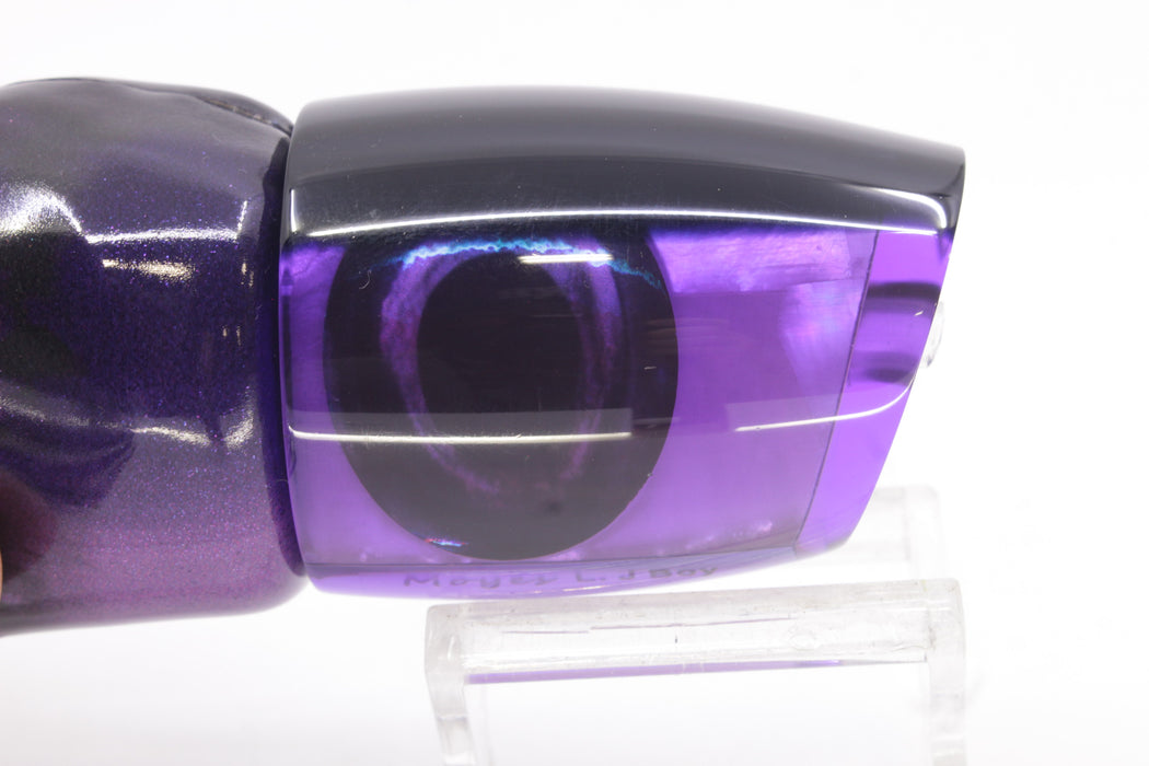Moyes Lures Purple MOP Black Back Large J-Boy 14" 7.5oz Fire Tailz Vinyl Grape Juice