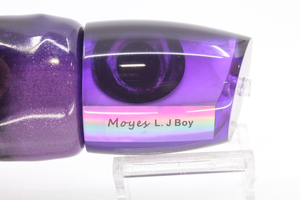 Moyes Lures Purple MOP Black Back Large J-Boy 14" 7.5oz Fire Tailz Vinyl Grape Juice