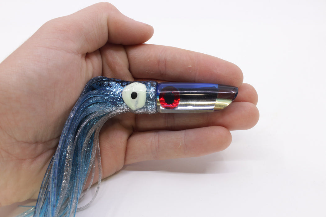 Coggin Lures Clear Mirrored Blue Back 70's Peanut Swimmer 4.5" 1oz Skirted