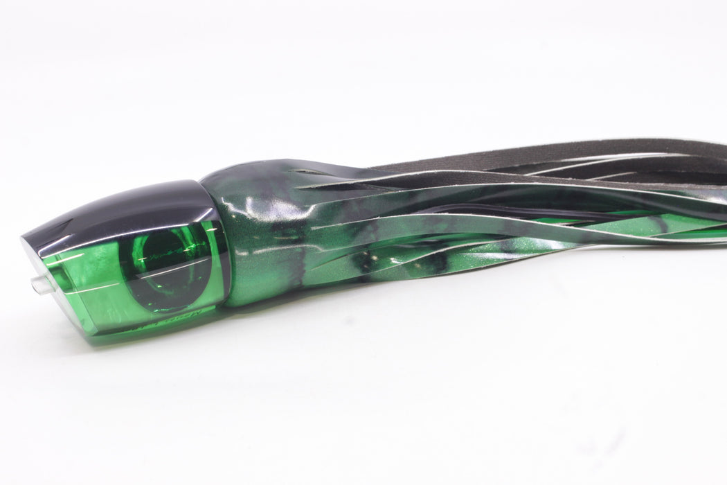 Moyes Lures Green MOP Black Back Large J-Boy 14" 7.5oz Fire Tailz Vinyl Green Tiger