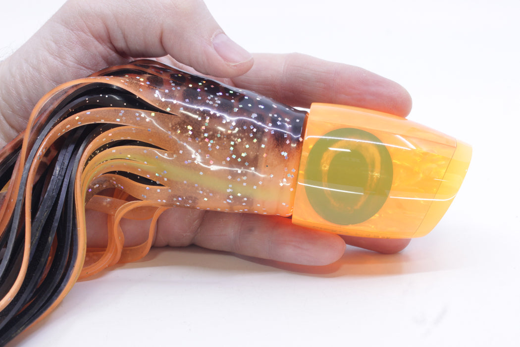 Moyes Lures Orange Awabi Large J-Boy 14" 9oz Skirted Orange with Black Dots/Black