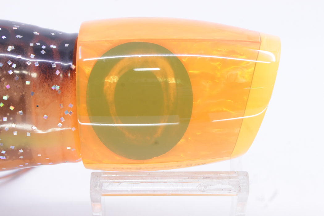 Moyes Lures Orange Awabi Large J-Boy 14" 9oz Skirted Orange with Black Dots/Black