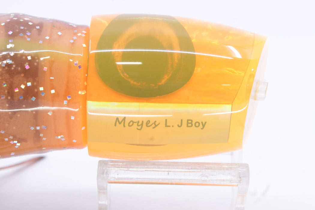 Moyes Lures Orange Awabi Large J-Boy 14" 9oz Skirted Orange with Black Dots/Black
