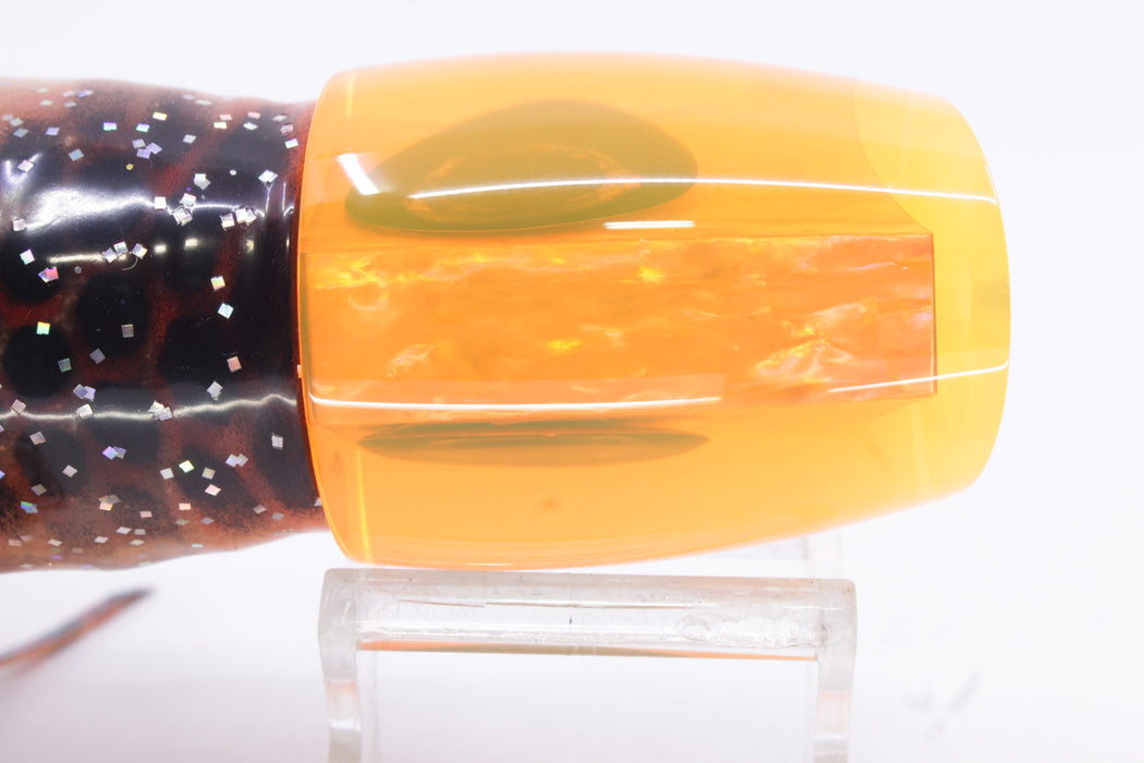 Moyes Lures Orange Awabi Large J-Boy 14" 9oz Skirted Orange with Black Dots/Black