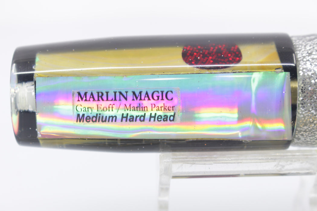 Marlin Magic Golden MOP Black Back Red Eyes Medium Hard Head 9" 5oz Skirted
