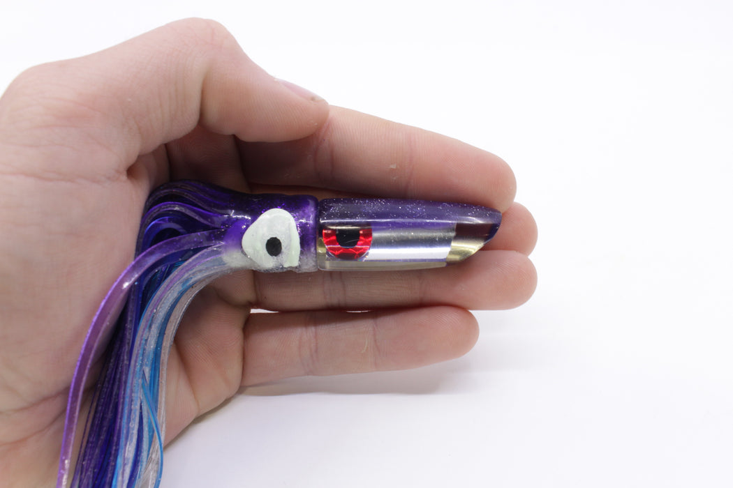 Coggin Lures Clear Mirrored Purple Back 70's Peanut Swimmer 4.5" 1oz Skirted