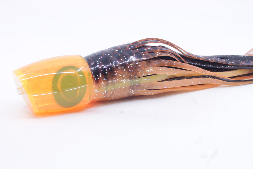 Moyes Lures Orange Awabi Large J-Boy 14" 9oz Skirted Orange with Black Dots/Black
