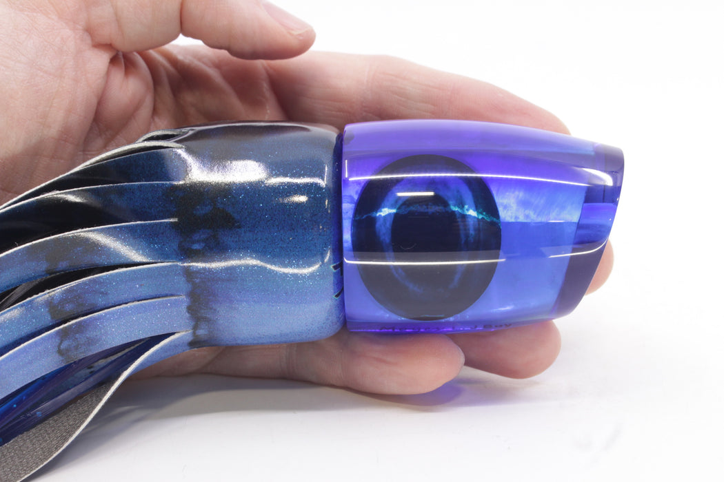 Moyes Lures Ice Blue MOP Blue Back Large J-Boy 14" 7.5oz Fire Tailz Vinyl Blue Tiger