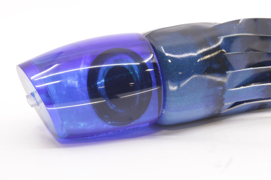 Moyes Lures Ice Blue MOP Blue Back Large J-Boy 14" 7.5oz Fire Tailz Vinyl Blue Tiger