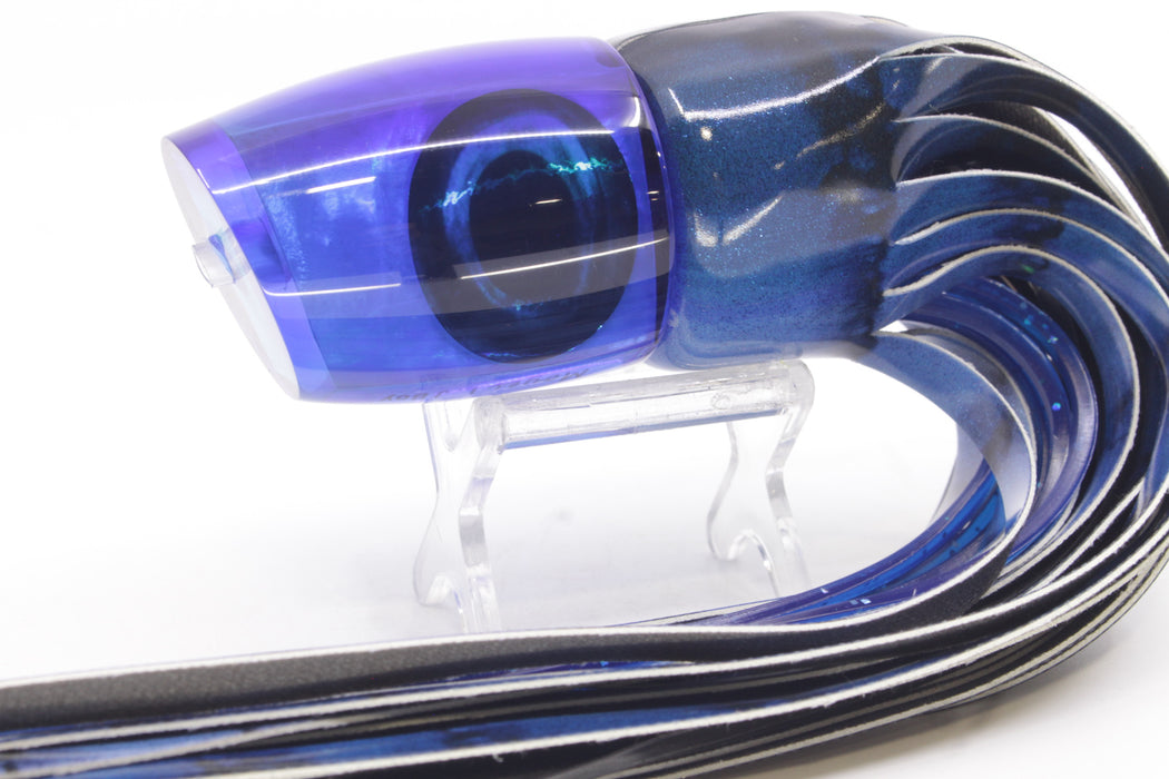 Moyes Lures Ice Blue MOP Blue Back Large J-Boy 14" 7.5oz Fire Tailz Vinyl Blue Tiger