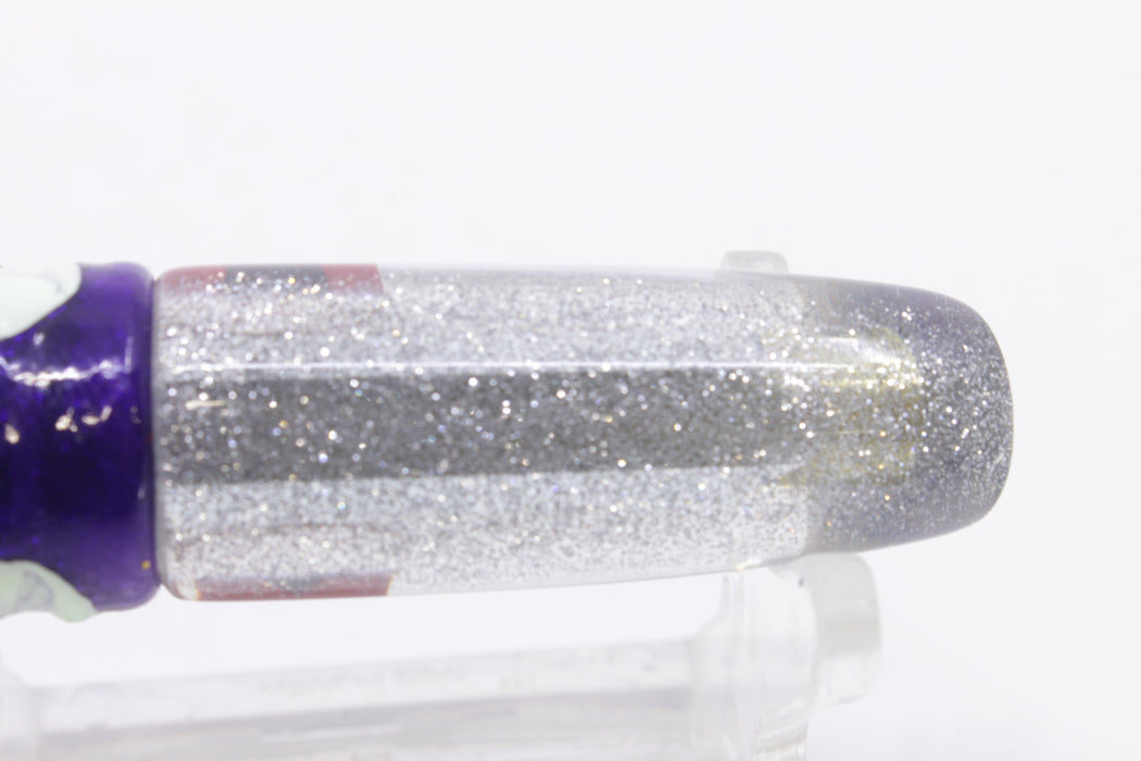 Coggin Lures Clear Mirrored Silver Back 70's Peanut Swimmer 4.5" 1oz Skirted