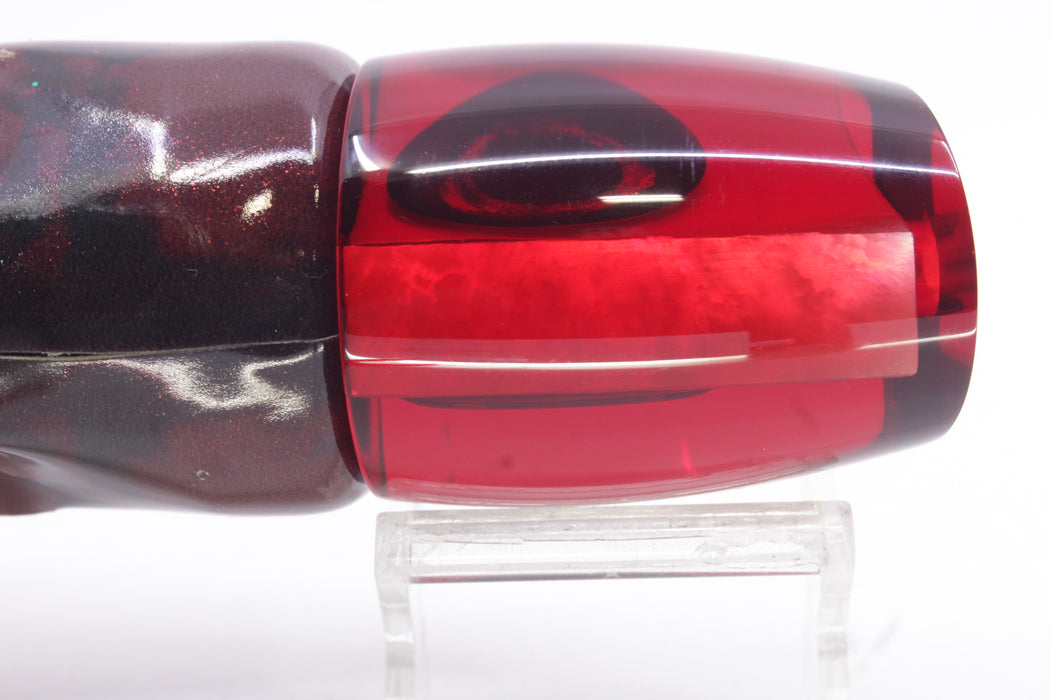 Moyes Lures Red MOP Large J-Boy 14" 7.5oz Fire Tailz Vinyl Red Tiger