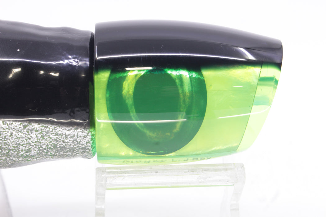 Moyes Lures Chartreuse MOP Black Back Large J-Boy 14" 9oz Skirted Black-Silver