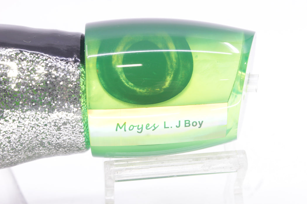 Moyes Lures Chartreuse MOP Black Back Large J-Boy 14" 9oz Skirted Black-Silver