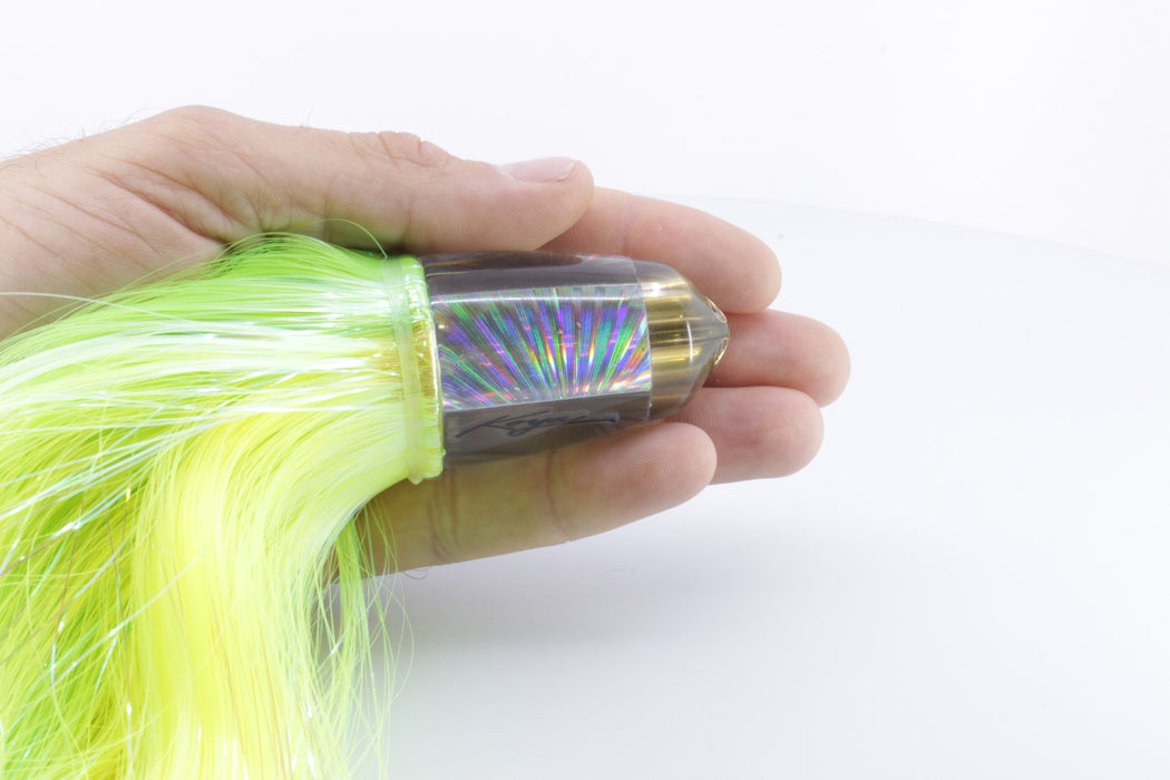 Koya Lures Silver Rainbow Starburst 4-Hole Bullet 9"+ 7oz Strobez Green-Chartreuse GZE