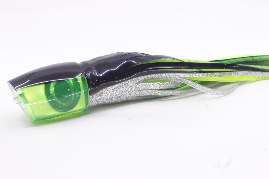 Moyes Lures Chartreuse MOP Black Back Large J-Boy 14" 9oz Skirted Black-Silver
