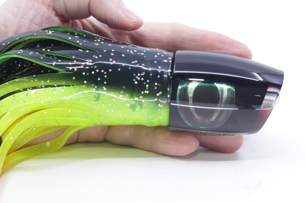 Moyes Lures Black Pearl Black Back Taxi Eyes Large J-Boy 14" 9oz Skirted Magic Johnson