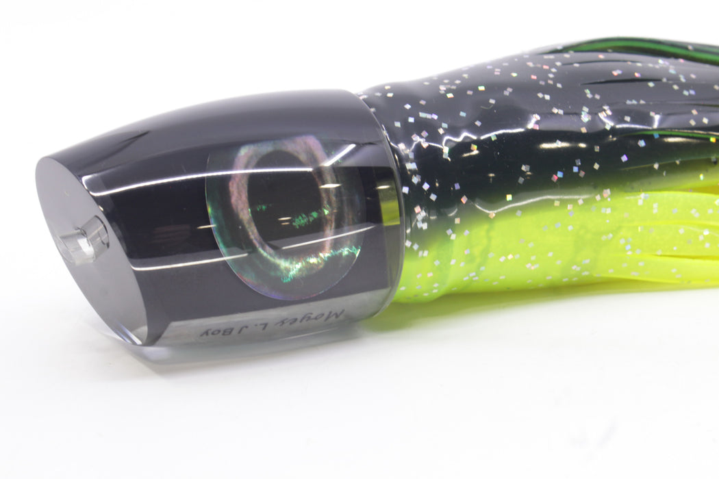 Moyes Lures Black Pearl Black Back Taxi Eyes Large J-Boy 14" 9oz Skirted Magic Johnson