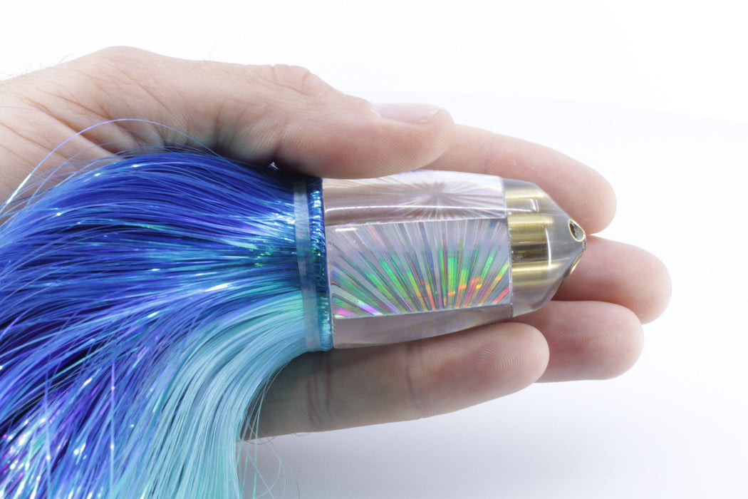 Koya Lures Silver Rainbow Starburst 4-Hole Bullet 9"+ 7oz Strobez Royal Blue-Ice Blue GZE