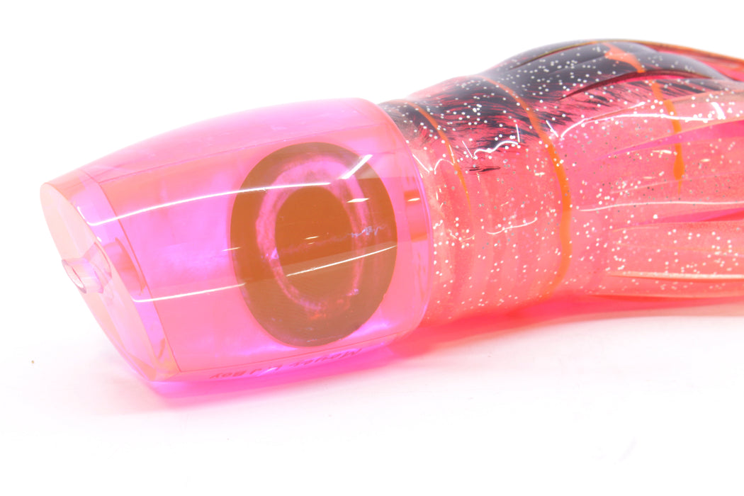 Moyes Lures Pink MOP Large J-Boy 14" 9oz Skirted Root Beer-Petrolero/Pink