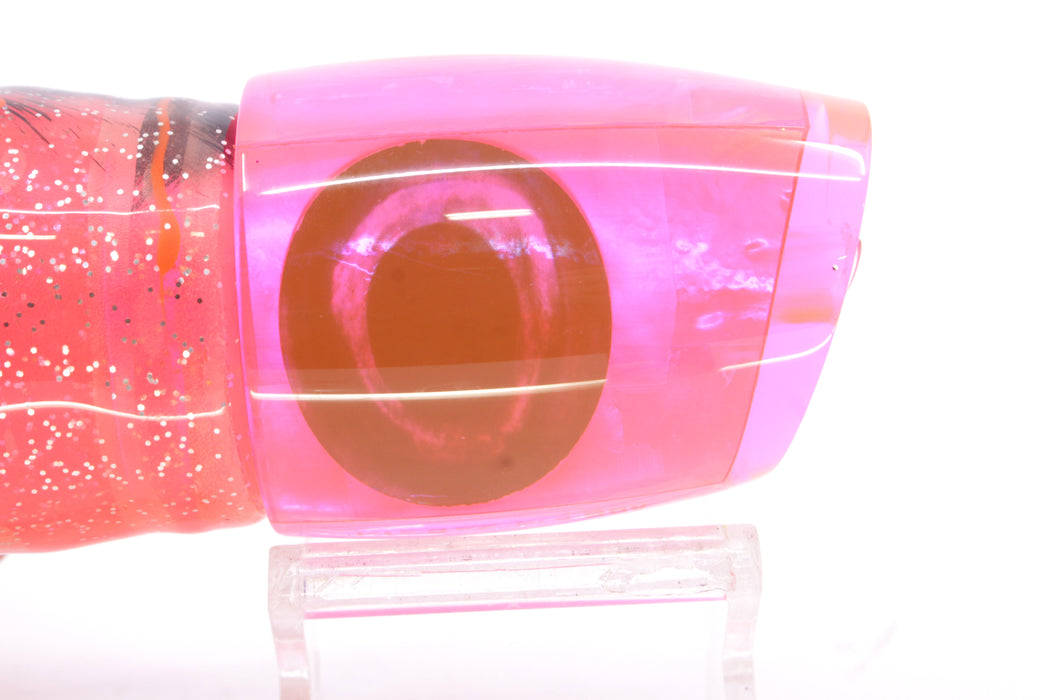 Moyes Lures Pink MOP Large J-Boy 14" 9oz Skirted Root Beer-Petrolero/Pink