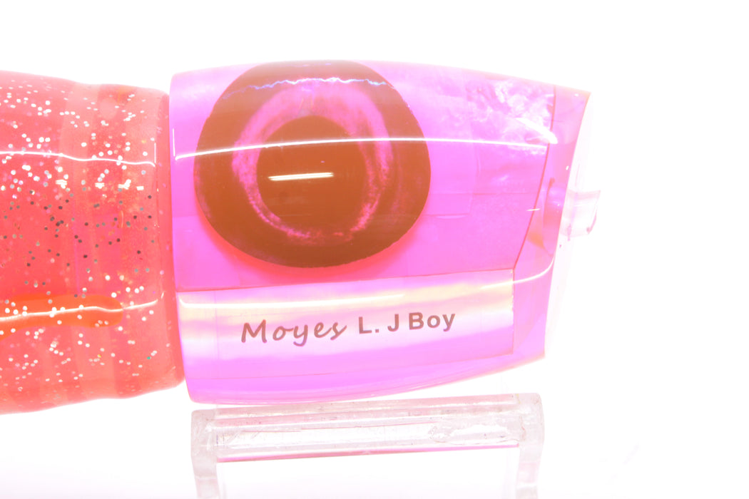 Moyes Lures Pink MOP Large J-Boy 14" 9oz Skirted Root Beer-Petrolero/Pink