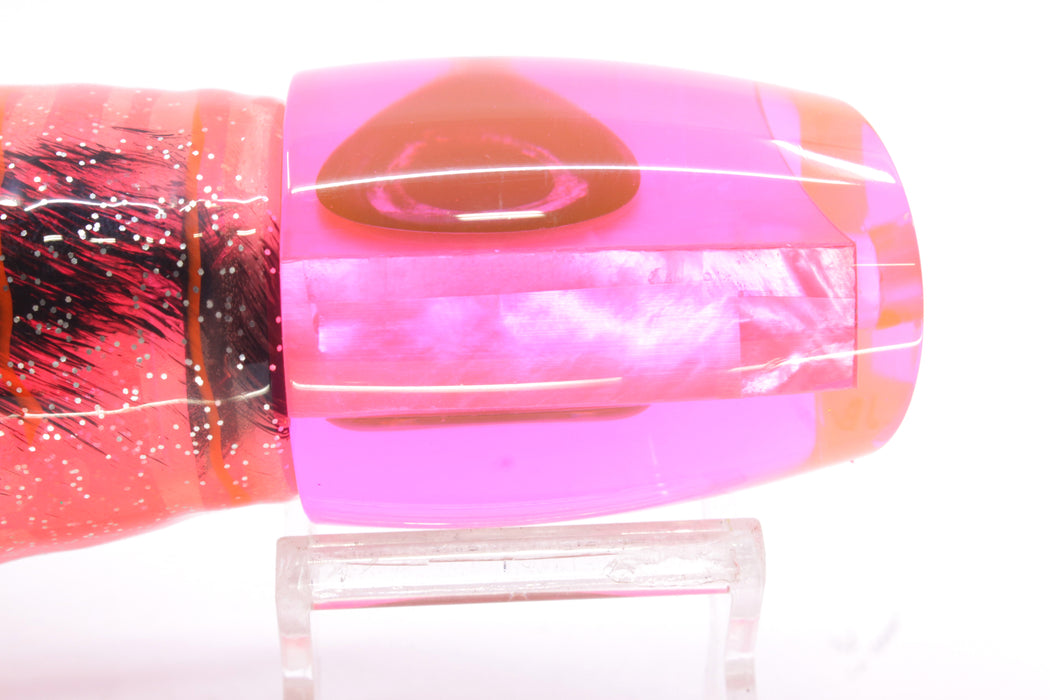 Moyes Lures Pink MOP Large J-Boy 14" 9oz Skirted Root Beer-Petrolero/Pink