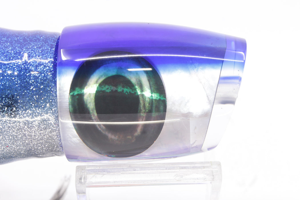 Moyes Lures White MOP Blue Back Large J-Boy 14" 9oz Skirted Blue-Silver