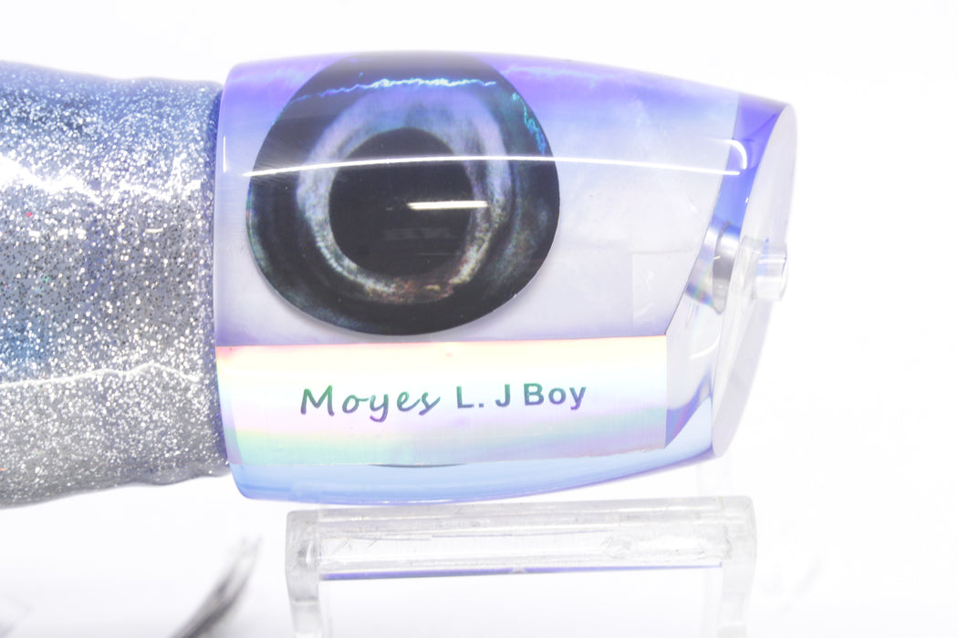 Moyes Lures White MOP Blue Back Large J-Boy 14" 9oz Skirted Blue-Silver