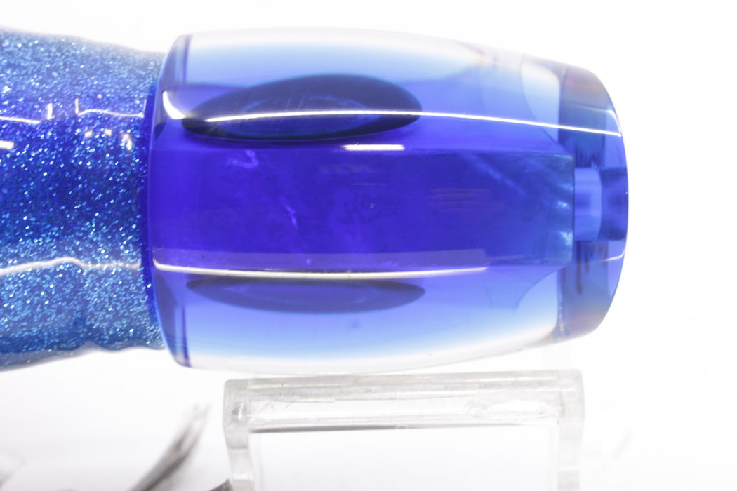 Moyes Lures White MOP Blue Back Large J-Boy 14" 9oz Skirted Blue-Silver