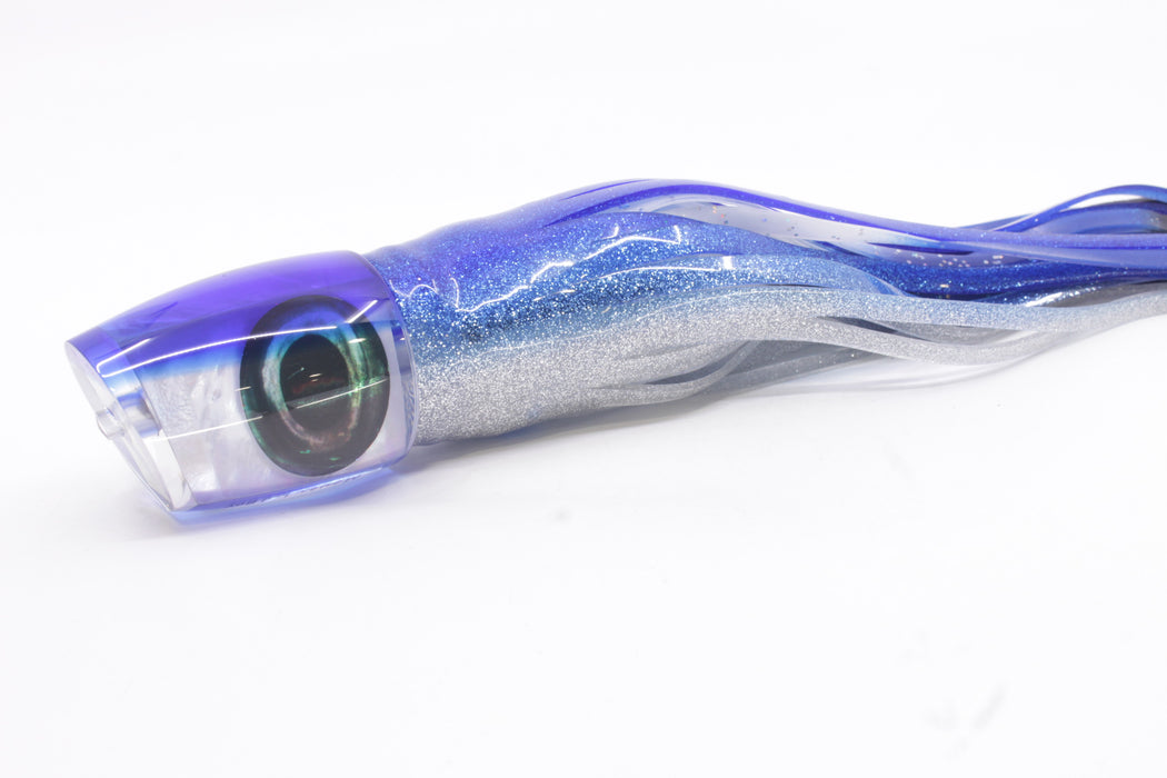Moyes Lures White MOP Blue Back Large J-Boy 14" 9oz Skirted Blue-Silver