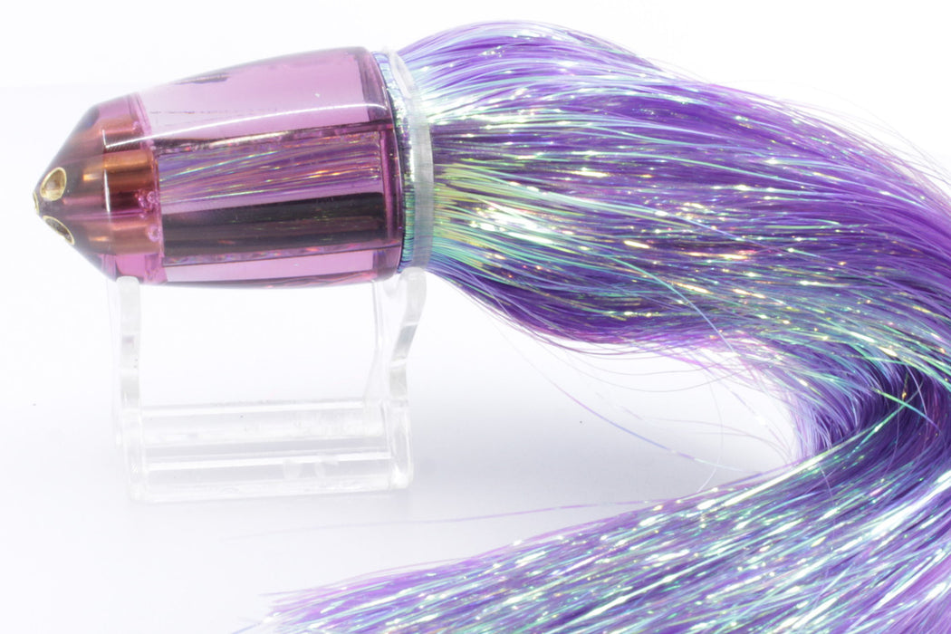 Koya Lures Purple Mirrored 4-Hole Bullet 9"+ 7oz Flashabou Purple/White GZE