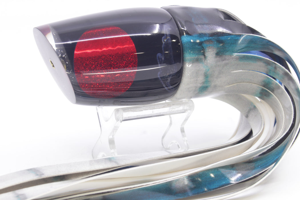 Koya Lures Black Pearl Red Eyes Large 861 14" 10oz Fire Tailz Vinyl Blue Drip