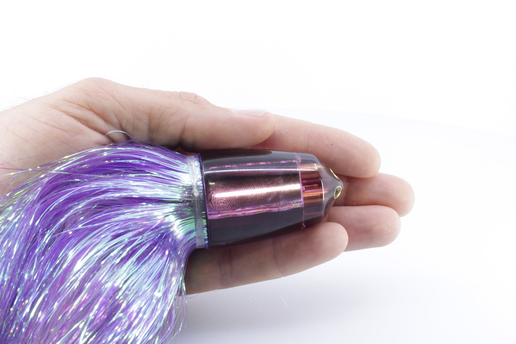 Koya Lures Purple Mirrored 4-Hole Bullet 9"+ 7oz Flashabou Purple/White GZE