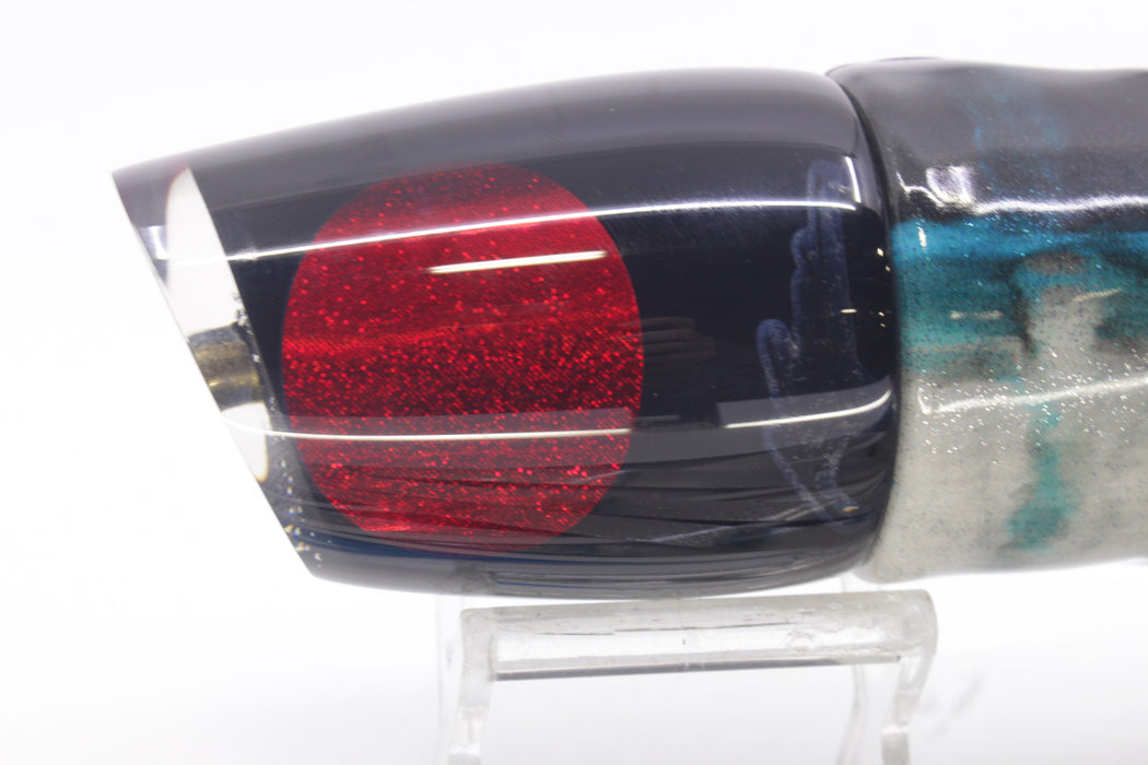 Koya Lures Black Pearl Red Eyes Large 861 14" 10oz Fire Tailz Vinyl Blue Drip