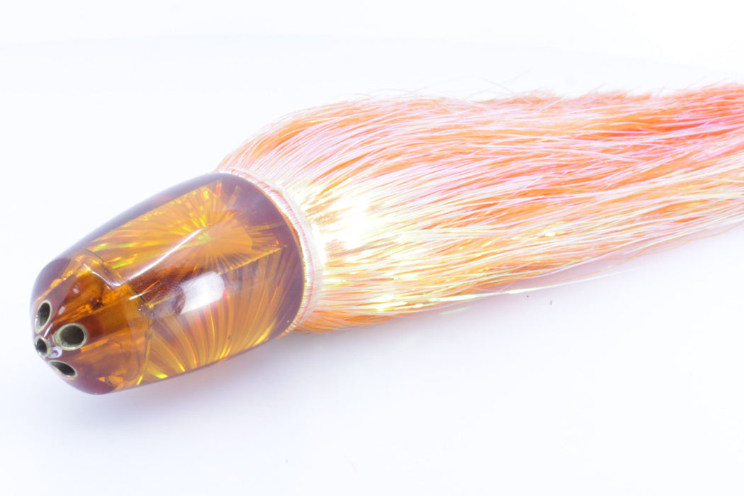 Koya Lures Amber Rainbow Starburst 4-Hole Bullet 9"+ 7oz Flashabou Orange/Pink GZE