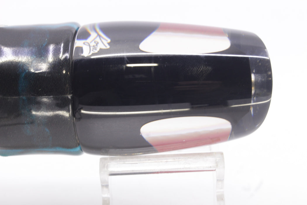 Koya Lures Black Pearl Red Eyes Large 861 14" 10oz Fire Tailz Vinyl Blue Drip