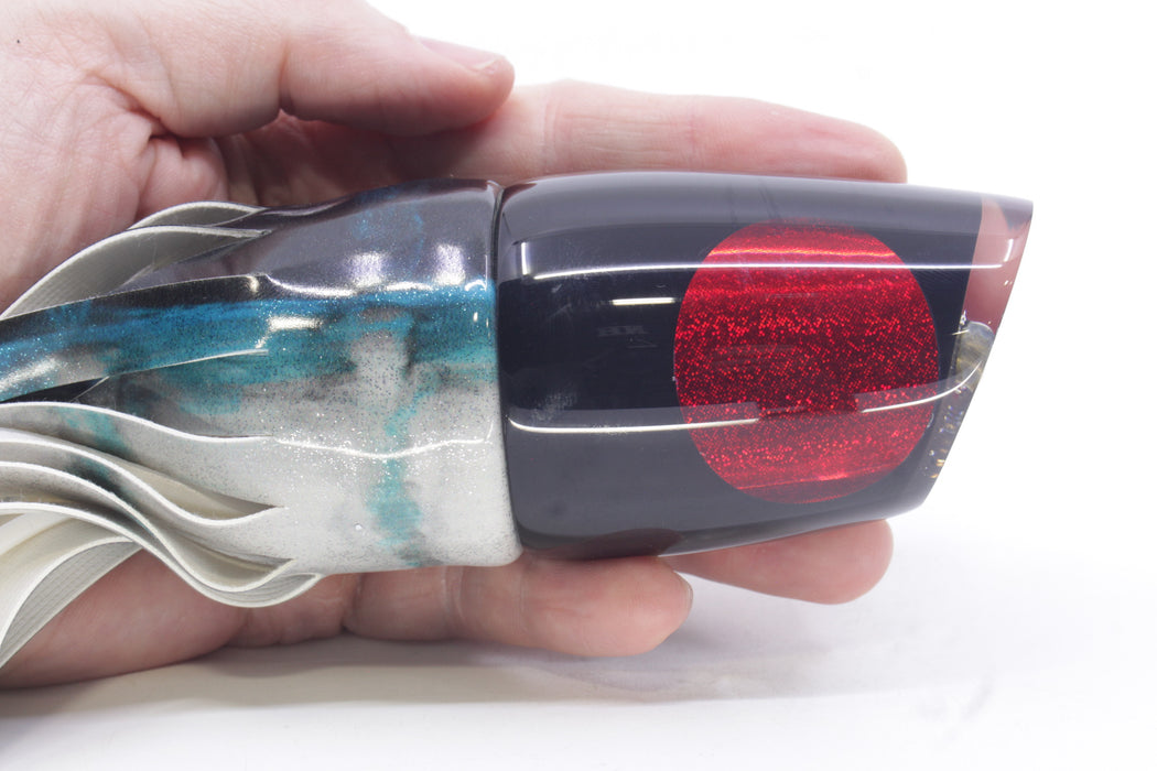 Koya Lures Black Pearl Red Eyes Large 861 14" 10oz Fire Tailz Vinyl Blue Drip