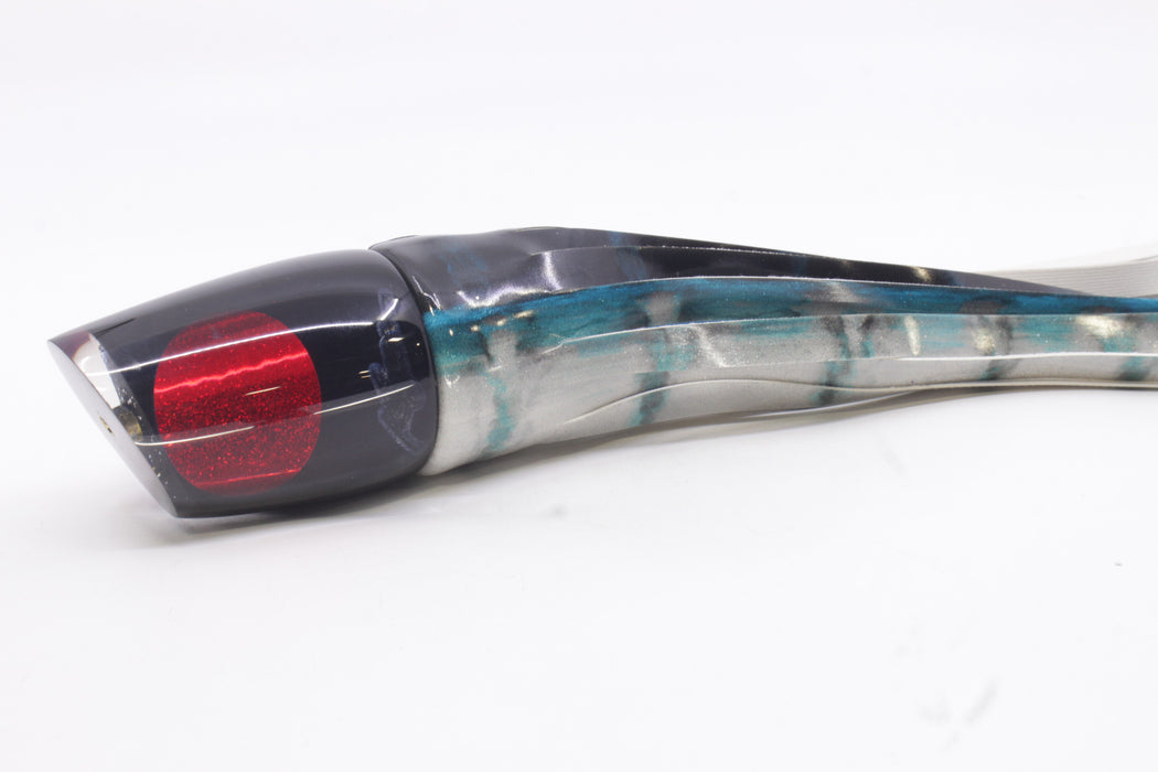 Koya Lures Black Pearl Red Eyes Large 861 14" 10oz Fire Tailz Vinyl Blue Drip