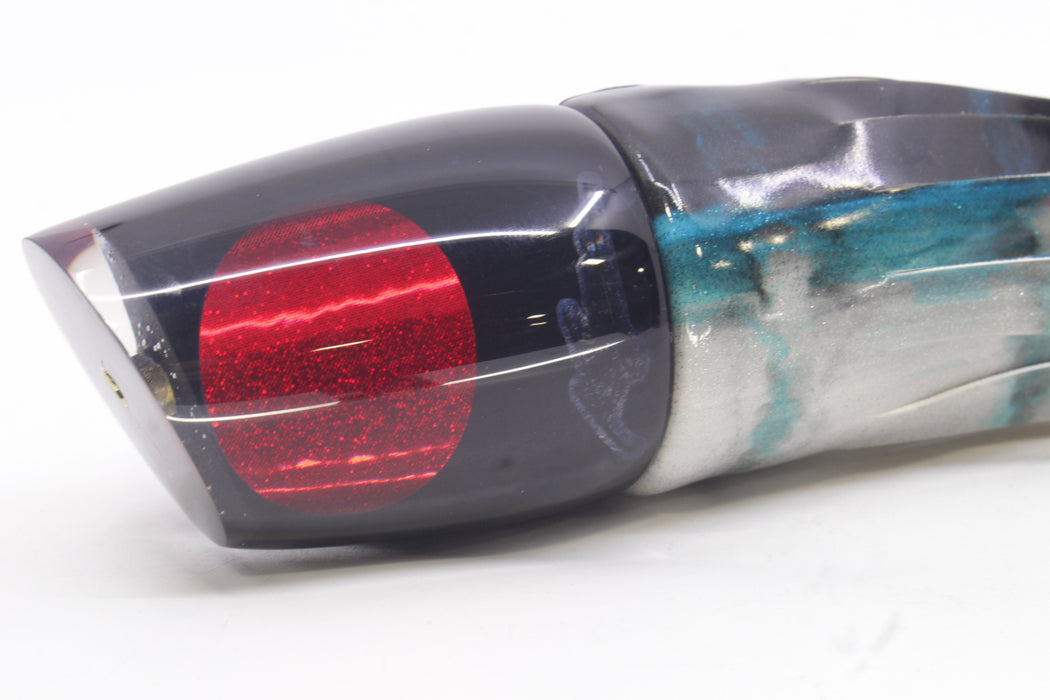 Koya Lures Black Pearl Red Eyes Large 861 14" 10oz Fire Tailz Vinyl Blue Drip