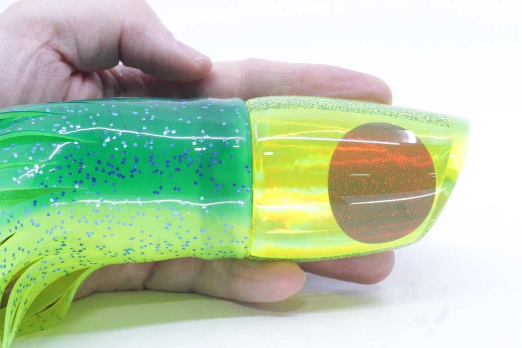 Koya Lures Chartreuse Rainbow Red Eyes Large 861 14" 12oz Skirted Mahi