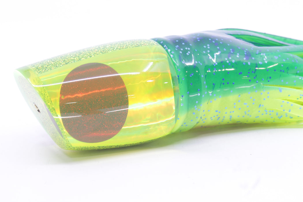 Koya Lures Chartreuse Rainbow Red Eyes Large 861 14" 12oz Skirted Mahi